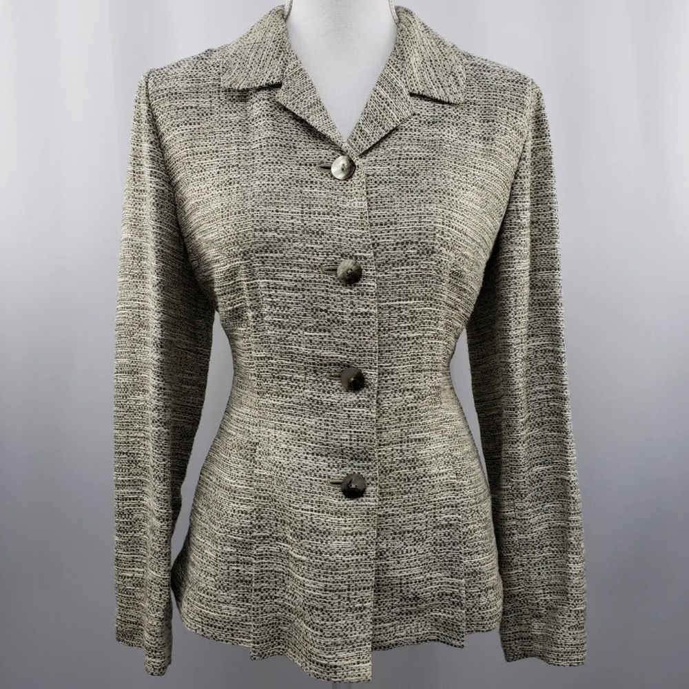 J Jill Tweed Metallic Blazer Jacket Medium